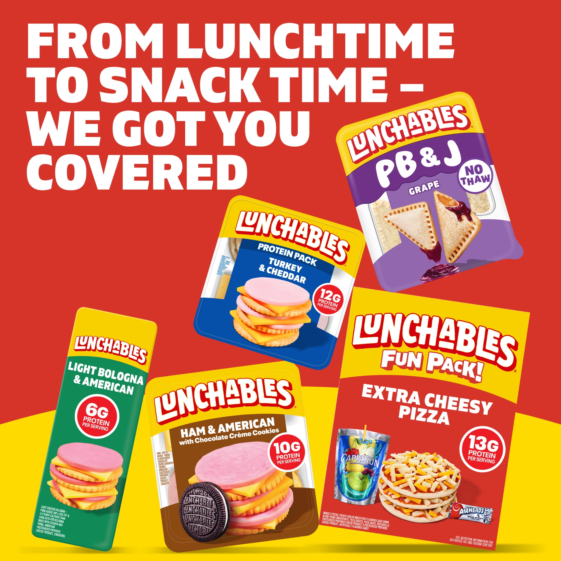 Lunchables Extra Cheesy Pizza with Capri Sun Pacific Cooler & Airheads White Mystery Fun Pack, 4.6 oz & 6 fl oz Package