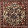 thumbnail image 1 of Ahgly Company Indoor Square Traditional Dark Almond Brown Persian Area Rugs, 7' Square, 1 of 6