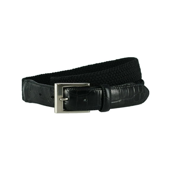 CTM Braided Elastic Stretch Belt with Croc Print End Tabs (Men Big & Tall)