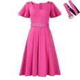 thumbnail image 2 of Womens Sexy Cap Sleeve A-line Pleated Prom Dresses Party Sexy Dress Midi Dress, 2 of 8