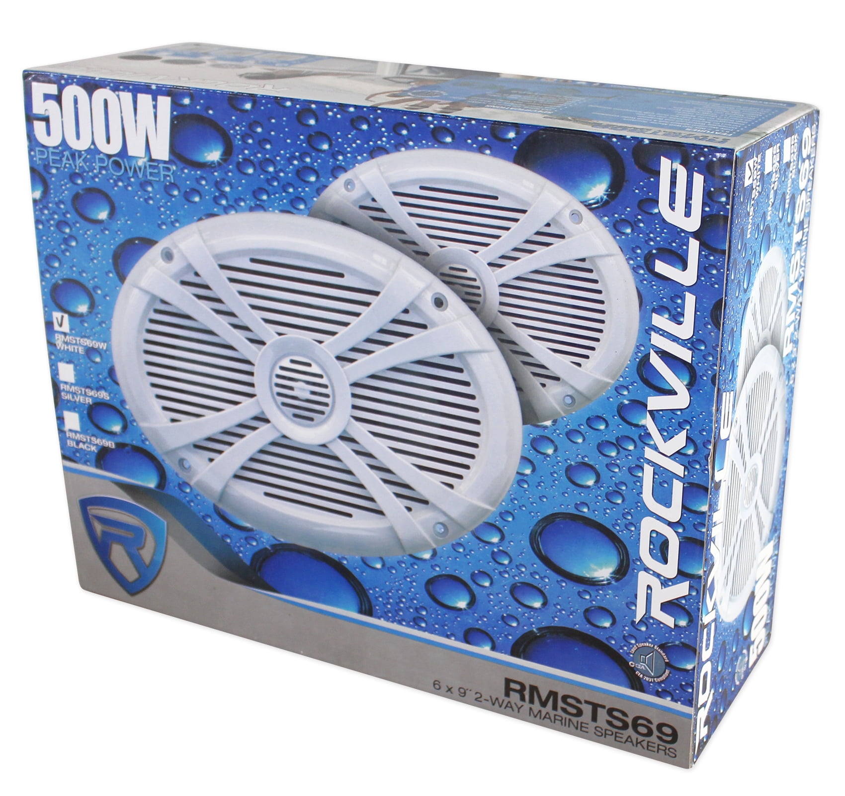 White Rockville Rmsts69w Pair 6x9 1000W Waterproof Marine Boat Speakers 2-Way