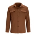 thumbnail image 5 of Womens Long Sleeve Shirts Faux Suede Vintage Casual Lapel Collar Button down Shirt Tops Trendy Clothes (S, Coffee), 5 of 7