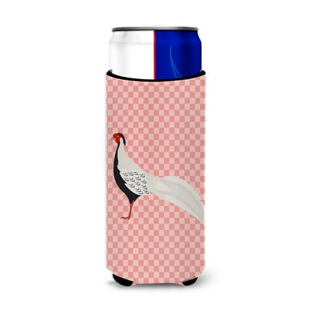 

Carolines Treasures BB7929MUK Silver Pheasant Pink Check Michelob Ultra Hugger for Slim Cans
