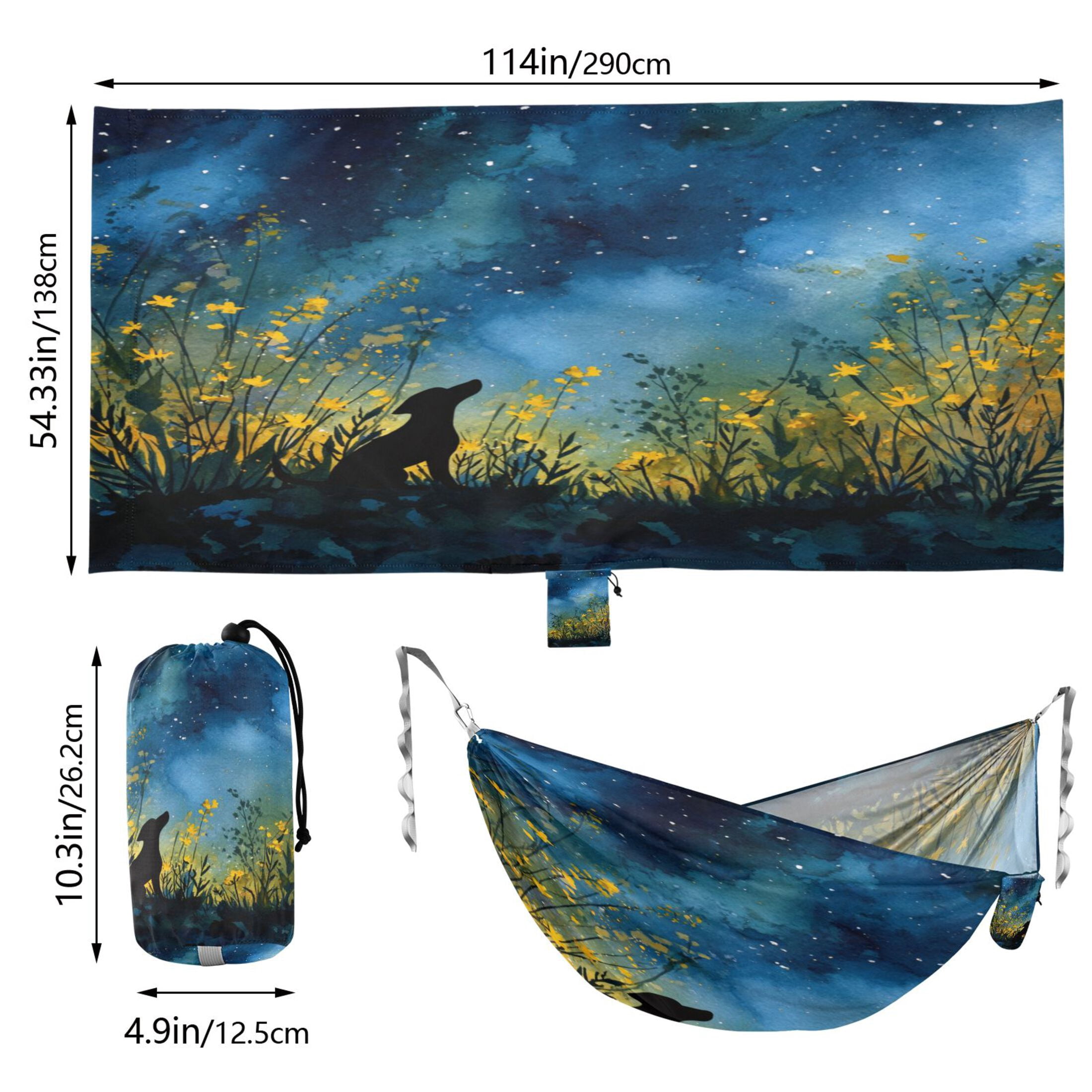 Hammock Camping Hammock Nylon Portable Hammock Travel Camping Hammock Night Black Dog