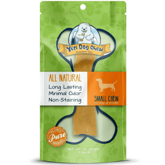 Yeti Dog Chew Natural Yak Cheese, Long-Lasting Dog Chews for Aggressive Chewers, Small, 1 Piece, 1 oz
