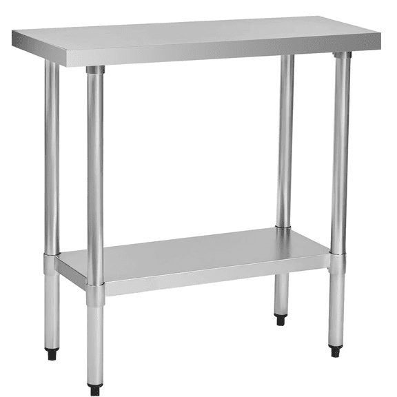 JERFIT 36" NSF Stainless Steel Prep Table with Undershelf, 18-Gauge Commercial Kitchen Work Table for Restaurant, Silver