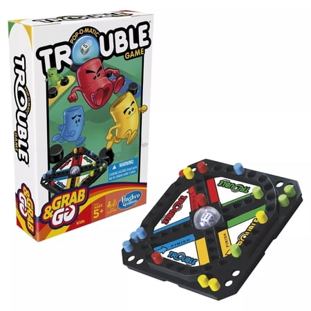 Pop-O-Matic Trouble Grab & Go Game - Portable Family Board Game