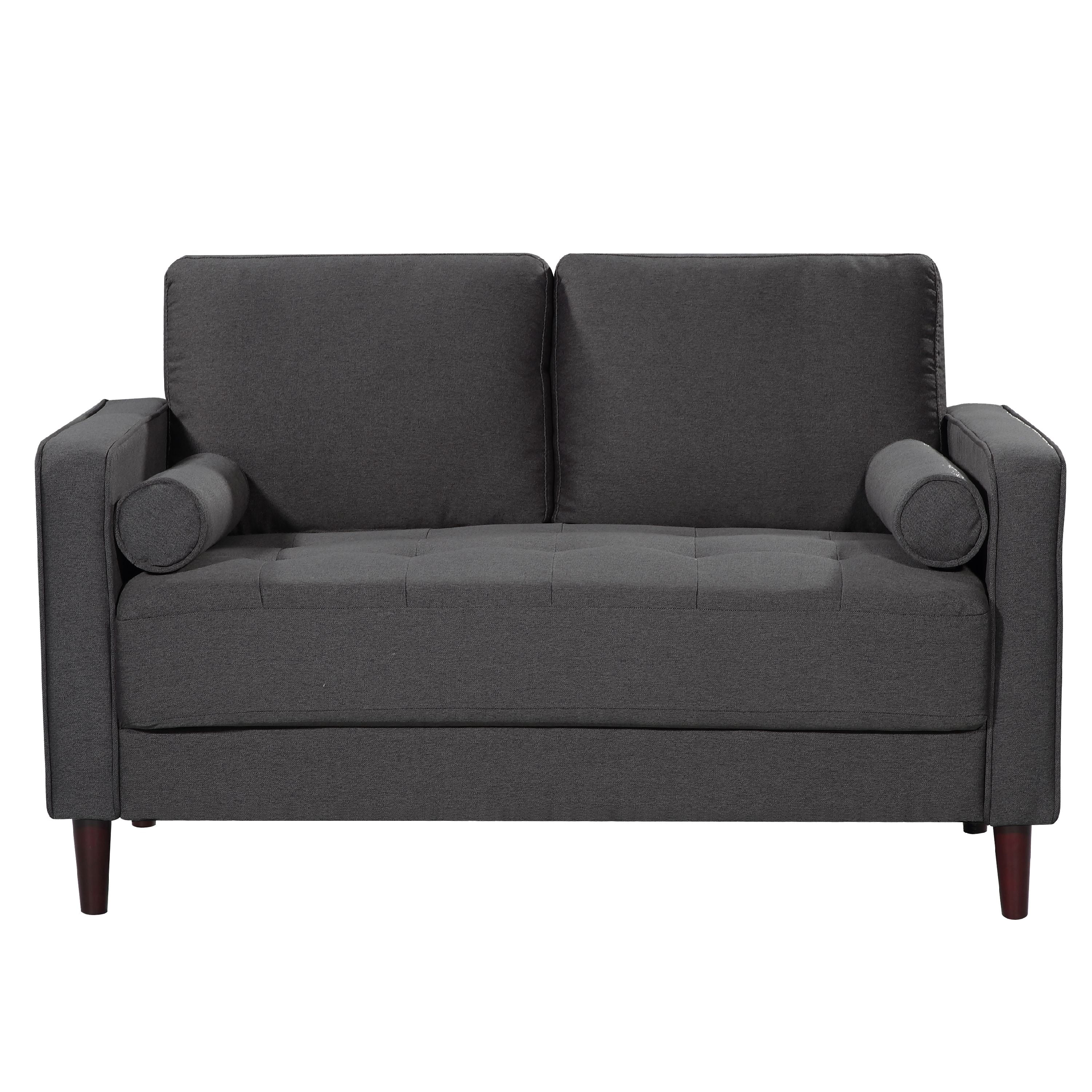 Lifestyle Solutions Lorelei Mid-Century Modern Loveseat, Gray Fabric