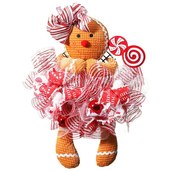 BLEEUS Christmas Wreath Christmas Gingerbread Man Wreath Christmas Door Wreath (A) Christmas Essential (A)