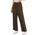 thumbnail image 6 of Asklazy Wide Leg Pants for Women Lightweiht Elastic Waisted Palazzo Trousers,US Size,Chocolate,S, 6 of 18
