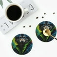 thumbnail image 4 of Yiaed Realistic Style Wolf Warrior Print Leather Coasters for Drinks - Cup Coasters Coffee Table Kitchen Table Bar, Home & Office Gifts Handmade Drink Coasters-Round Shape, 4 of 6