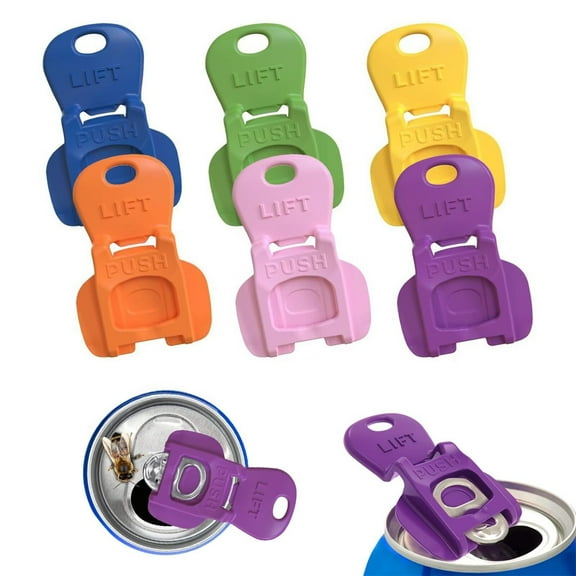 6PCS Colorful Soda Can Openers & Leak-Proof Covers - One-Handed Tab Opener for Coke, Beer, and More