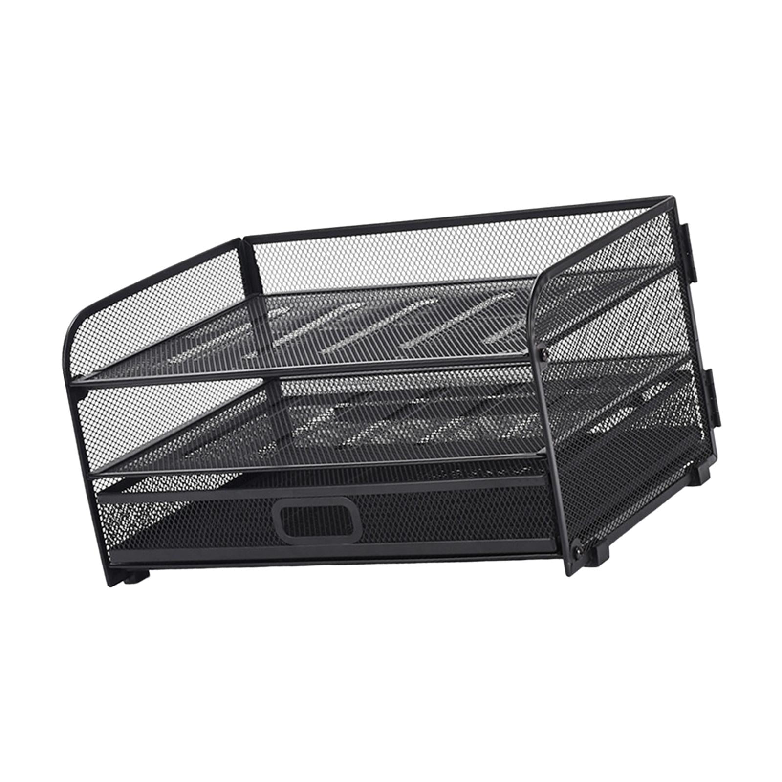 Desk Organizer File Holder Mesh Desktop File Sorter Organizer Office Accessories Organization Metal Folding Document File Tray Rack Desktop with 1 Drawer