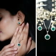 thumbnail image 3 of Rosec Jewels Lab Grown Emerald Earrings and Pendant Set with Chain - Silver Jewelry Set for Women - AAAA Quality - Gift for Valentines Day, 3 of 6