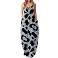 thumbnail image 1 of Vestido largo de playa ajustado con estampado Floral a rayas sin mangas con cuello en V y cintura media a la moda para mujer Pompotops  ghjkhdj8341, 1 of 5