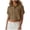 #304-Brown, variant on Craaazy Women Casual Tops Cropped Fit Solid Color Turn Down Collared Button Down Patch Pocket Short Sleeve Cotton Linen Blouses for Summer Daily Wear Gift