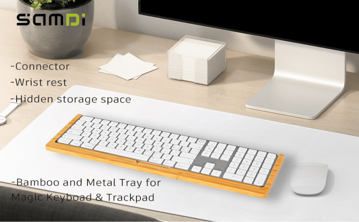 SAMDI Ergonomic Computer Wooden Desktop Shelf for Comfortable Keyboard Tray