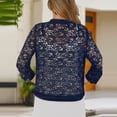 thumbnail image 4 of MSJUHEG Women's Shrug Sweaters Long Sleeve Tops Thin Cardigan Summer Cardigan Women's Shrug Sweaters Cropped Boho Open Front Light Weight Cardigan Boho Clothes Navy S, 4 of 5