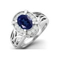 thumbnail image 2 of 8x6mm Oval Blue CZ 925 Sterling Silver Filigree Celtic Women Valentines Day Gifts Ring, 2 of 4