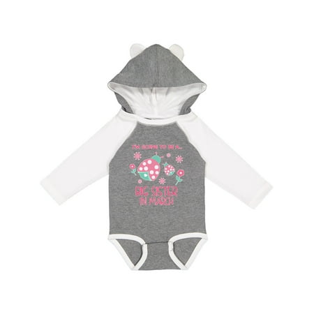 

Inktastic i m going to be a big sister in march Gift Baby Girl Long Sleeve Bodysuit