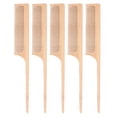 thumbnail image 2 of Rat Tail Comb, Hair Coloring Lightweight Safe Bamboo Rat Tail Parting Comb Heat Resistant Anti Static Rounded Teeth  for Home, 2 of 7