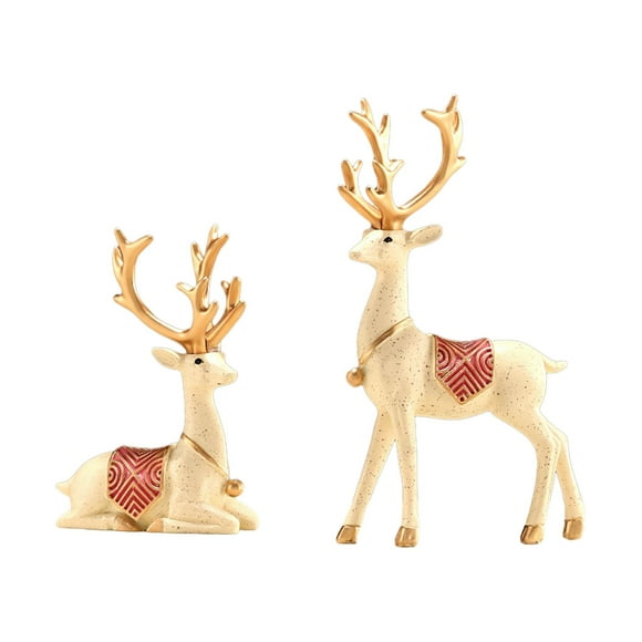 2 Piezas Figuras Decorativas De Ciervos Manualidades Para Aniversarios Vacaciones De AÃ±o Nuevo Beige