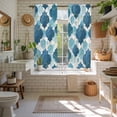 thumbnail image 4 of Blue Geometric Moroccan Kitchen Curtains 63 Inch Length, Abstract Blue Ombre Modern Tiers Curtains for Living Room Berdoom Bathroom, Light Filtering Drapes Window Treatment 2 Panels 42"Wx63"L, 4 of 8
