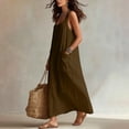 thumbnail image 4 of Women's Boho Style Sleeveless Maxi Dress U Neck Loose Shift Dress Beach Vacation Flowy Long Dress Lightweight Summer Sundress Brown, 4 of 7