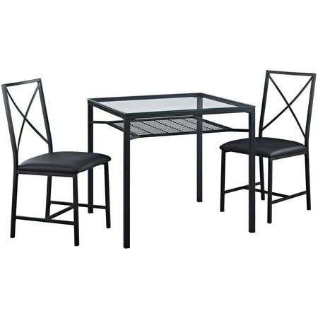 - Mainstays 3-Piece Metal and Glass Dinette, Black