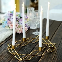 Efavormart 4 Arm | Rectangular Gold Metal Taper Candle Wreath Candelabra Candlestick Holder - 12"x8"
