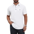 thumbnail image 5 of INSPIRE CHIC Men's Linen Chest Pocket Short Sleeve Casual Hawaiian Beach Polo Shirts M White, 5 of 6