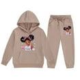 thumbnail image 3 of WOYY Little Girls Sweatsuits Cartoon Figure Print Hoodie Jogger Pants Set, Sizes 6-7, 3 of 3