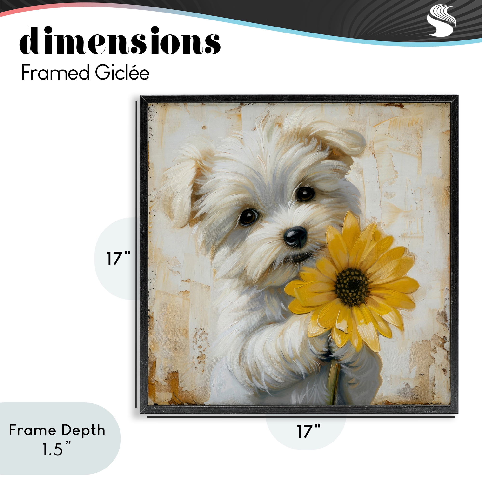 Stupell Industries Little Lucky Puppy Black Framed Giclee Art, design by Tina LeCour