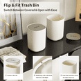 thumbnail image 5 of Mrbin Desk Mini Car Trash Can, 0.4 Gallon Table Top Plastic Waste Basket with Stainless Steel Lid, Small Garbage Bin for Bedroom, Coffee Bar, Vehicle Cup Holder, Vanity Countertop, White, 5 of 9