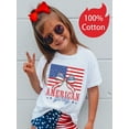 thumbnail image 1 of Independence 1pc New Summer Girl American Flag Bow Print Shorts Short Sleeved 100% Cotton T-shirt Comfy Casual Tees for Girls, 1 of 6