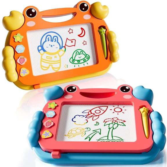 2-pack Cute Crab-Shaped Drawing Board Set - Portable Yellow & Blue Kids' Memo Pad, Travel-Friendly Creative Toy for Notes, Small Size drawing board for kids 4 5 6 7