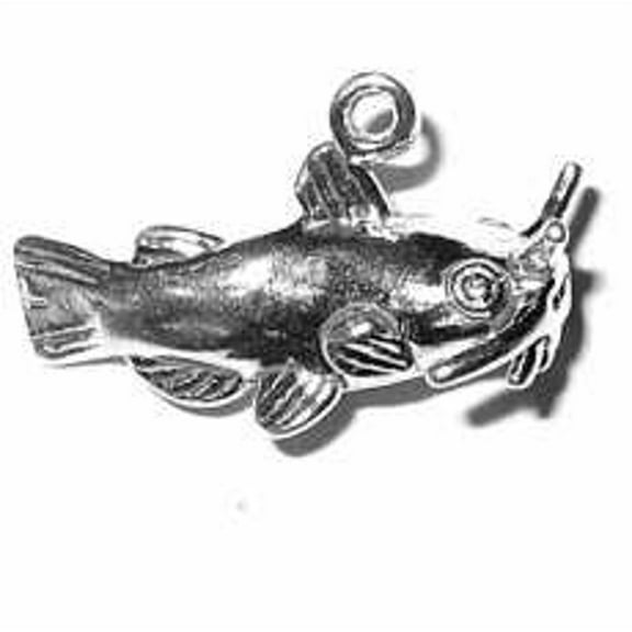 Sterling Silver 16" .8mm Box Chain 3D Swimming Catfish Pendant Necklace