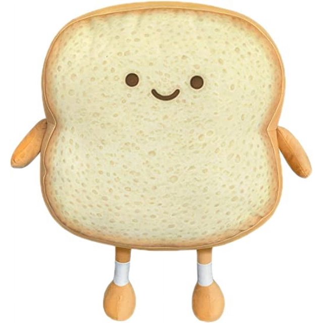 Cojín relleno de tostadas - 18 CM - forma de tostadas - para la siesta - pan de molde - cojín de sofá (expresión sonriente)