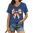 thumbnail image 2 of LVHAOGJOB Tees for Women Short Sleeve Shirts Print V Neck Summer Tunic Ladies Tops Plus Size, 2 of 6