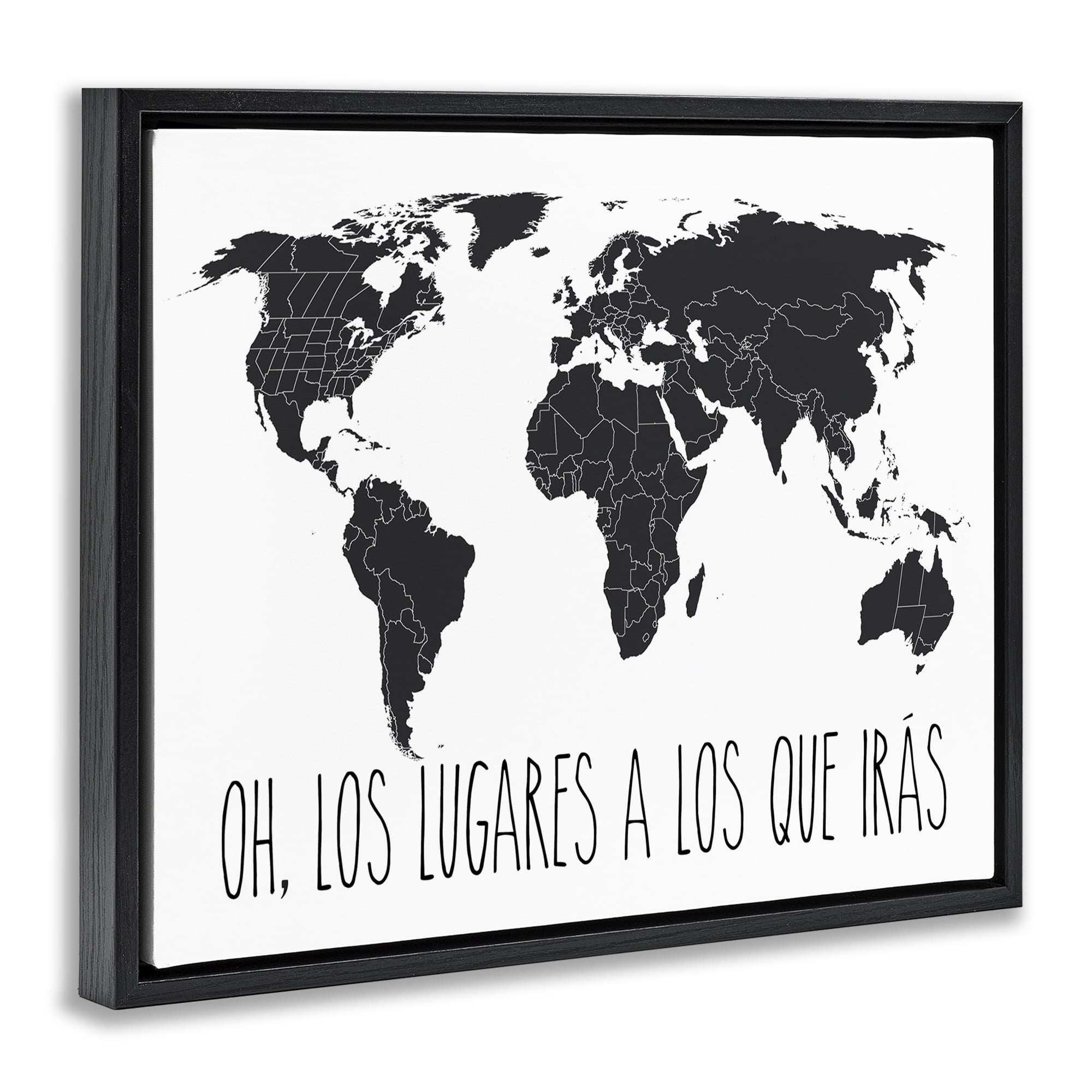 Stupell Industries Los Lugares a Los Que Iras Inspirational Quotes & Sayings Painting Black Floater Framed Art Print Wall Art, 31 x 25