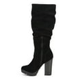 thumbnail image 4 of Breckelles DE09 Women Knee High Suede Platform Chunky Heel Slouch Boot, 4 of 5