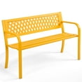 thumbnail image 2 of Zimtown 47in Outdoor Metal Bench with PVC Mesh Backrest, Heavy Duty Iron Slatted Seat for Garden Patio Yard, Max Load 555lbs, Yellow, 2 of 10