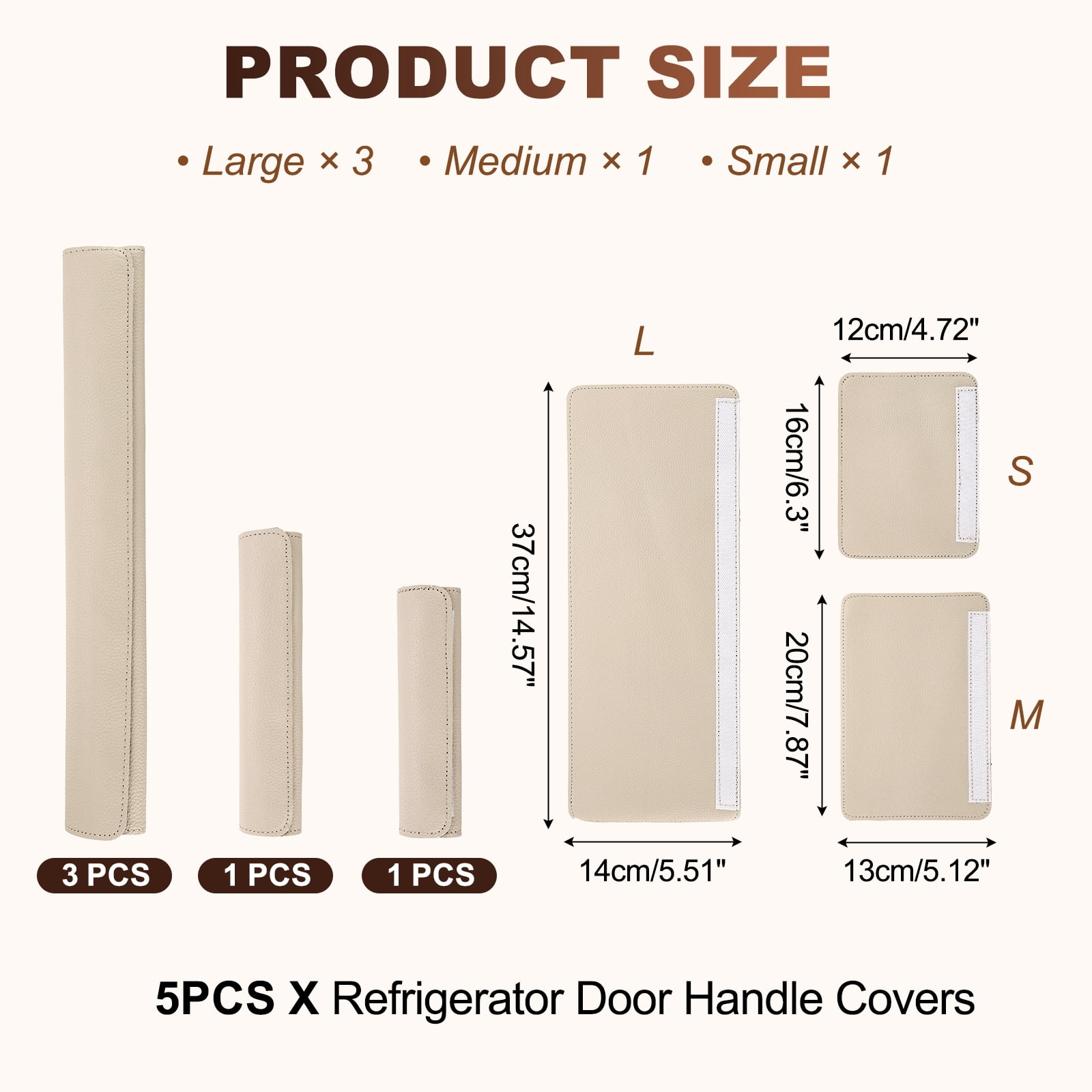 Uxcell 5Pcs Refrigerator Door Handle Covers, PU Leather Kitchen Appliance Handle Protector, Anti-Static Fridge Handle Cover Keep Your Microwave Oven Dishwasher Clean, Apricot