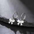 thumbnail image 4 of Cute Bow Small Hoop Earrings for Women Hypoallergenic Gold/Silver Simple Bowknot Statement Ribbon Dangle Drop Wedding Party Huggie Earring Trendy Minimalism Jewelry Gifts Valentine Day for Her, 4 of 11