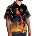 thumbnail image 2 of Basketball Men's Casual Poplin Printed Button Down Short Sleeve Summer Beach Shirts - Unisex, 2 of 6