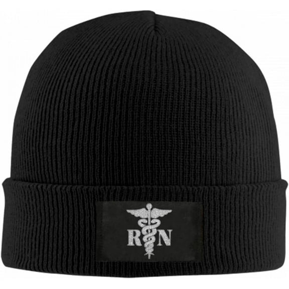 Rn Nurse Beanie Hat for Women Men Winter Hat Cuffed Winter Beanie Warm Skull Cap Plain Knit Hat Cap