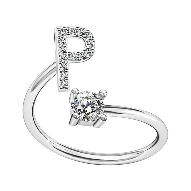 Anillos para mujer, regalos para mujer, moda femenina, apertura de pareja, letra de apertura, joyería, anillo