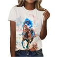 thumbnail image 2 of VKOYWKM Womens Horse Racing Tops Funny Horse Print Short Sleeve T Shirts Loose Fit Crew Neck Comfy Blouse Dressy Casual Trendy T-Shirts, 2 of 4