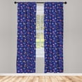 thumbnail image 3 of Ambesonne Autumn Curtains, Colorful Umbrellas Boots Art, Pair of 28"x84", Dark Blue and Pastel Pink, 3 of 5