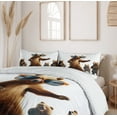 thumbnail image 6 of Ambesonne Funny Bear Duvet Cover Set, Dancing Huge Glasses, Queen, Chocolate White, 6 of 6